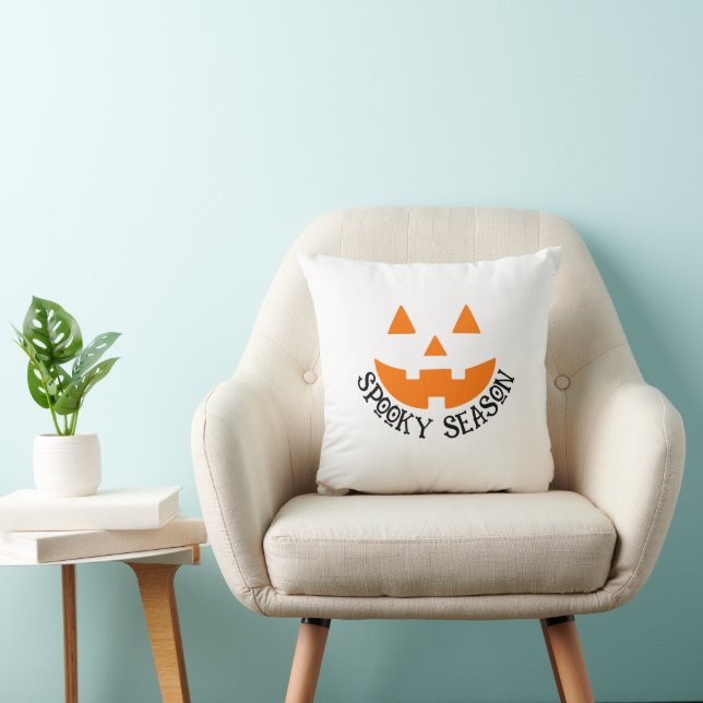 Cute Halloween Spooky Season Pumpkin Ansikte Kudde (Stol)