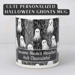 Cute Halloween Spooky Spöken Black & White Anpassn Mugg