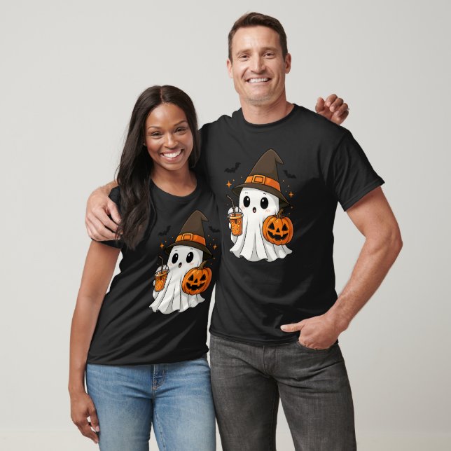 Cute Halloween Spooky Witch Ghost med Pumpkin T Shirt (Unisex)