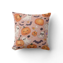 Cute Halloween Square Pillow - Pumpkins & Spöken