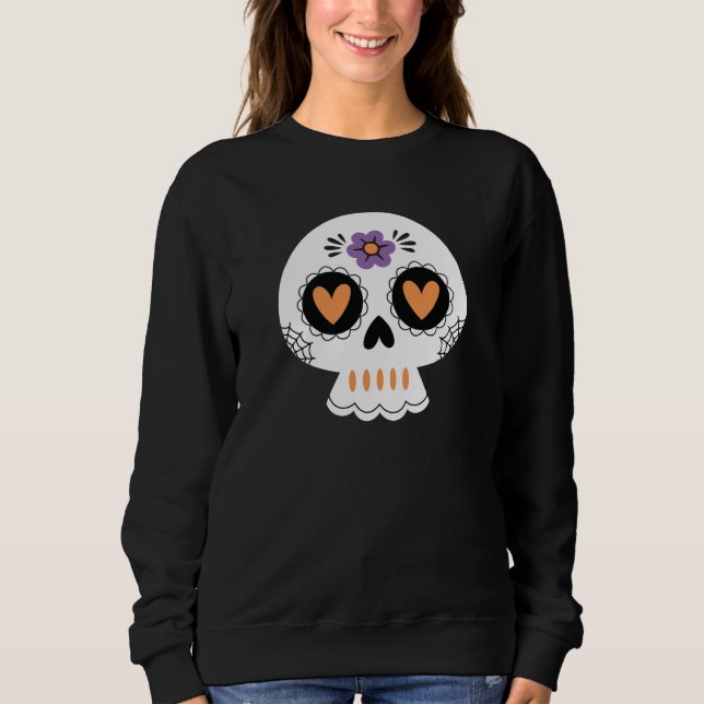 Cute Halloween Sugar Skull T Shirt (Framsida)