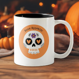 Cute Halloween Sugar Skull Två-Tonad Mugg