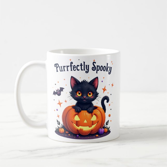 Cute halloween svart kattpumpa mugg (Vänster)