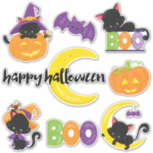 Cute Halloween-Svarta katter kontur Klistermärken