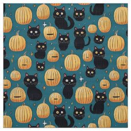 Cute halloween svarta katter och pumpor tyg