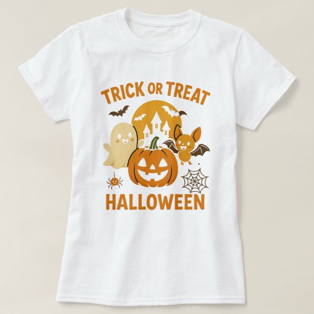 Cute Halloween T-Shirt | Funny Ghost, Pumpkin & Ba (Design framsida)