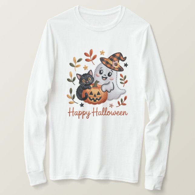 Cute Halloween T-Shirt - Whimsical Embroidery (Design framsida)