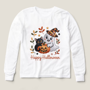 Cute Halloween T-Shirt - Whimsical Embroidery