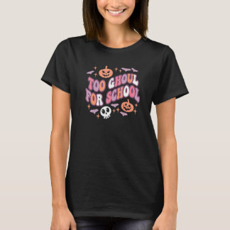 Cute Halloween Teacher School Ghouls Groovy Trick T Shirt