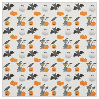 Cute Halloween-tecken Fladdermus, katt, pumpa, spö Tyg