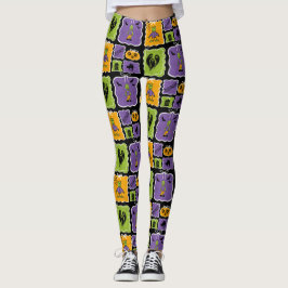 Cute Halloween-tecken Frankensteins & Zombies Leggings