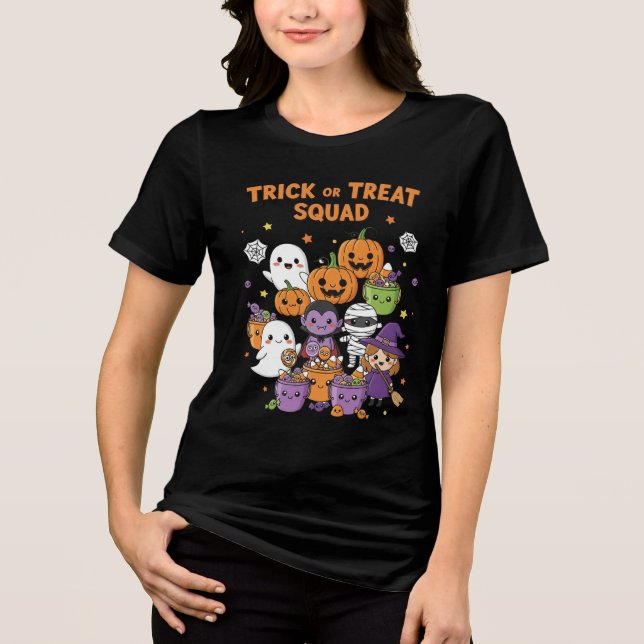 Cute Halloween Tecknad Candy Bucks | Kawaii Tric T Shirt (Framsida)