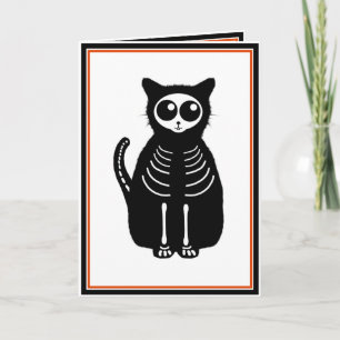 Cute Halloween Tecknad Cat Skeleton Kort