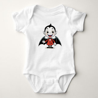 Cute Halloween Tecknad Vampire Character in Red T Shirt