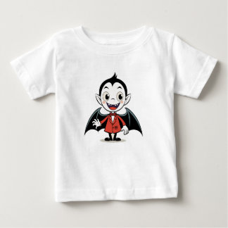 Cute Halloween Tecknad Vampire Character in Red T Shirt