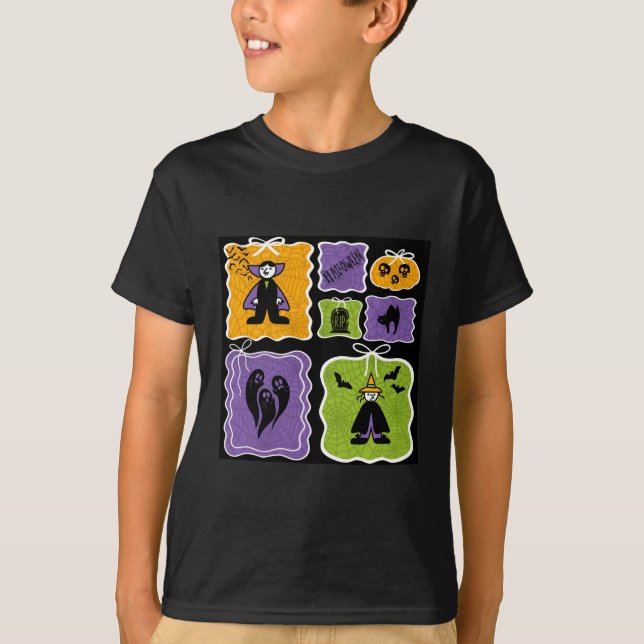 Cute Halloween-tecknen Vampire och Witch T Shirt (Framsida)