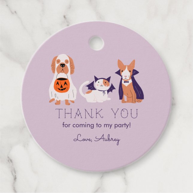 Cute Halloween Theme Födelsedagsfest Costume Pets Gåvor Etiketter (Framsida)