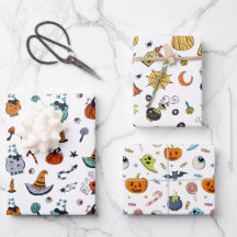 Cute Halloween Theme Wrapping Papper Lakan