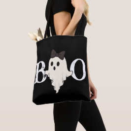 Cute Halloween Tote Bag - Boo Ghost med Bow Tygkasse