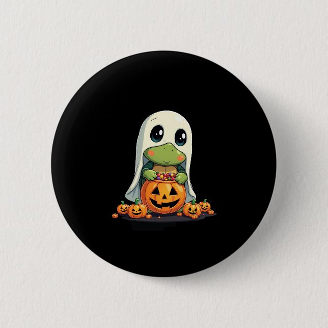 Cute Halloween Turtle Ghost med Candy (5) Knapp (Framsida)