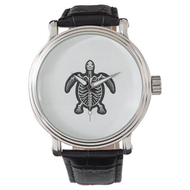 Cute Halloween Turtle Skeleton Tortoise Fossils Ar Armbandsur (Framsida)