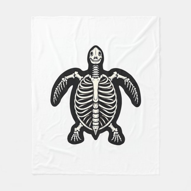 Cute Halloween Turtle Skeleton Tortoise Fossils Ar Fleecefilt (Framsidan)