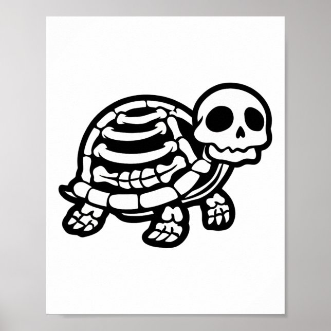 Cute Halloween Turtle Skeleton Tortoise Fossils Ar Poster (Framsidan)