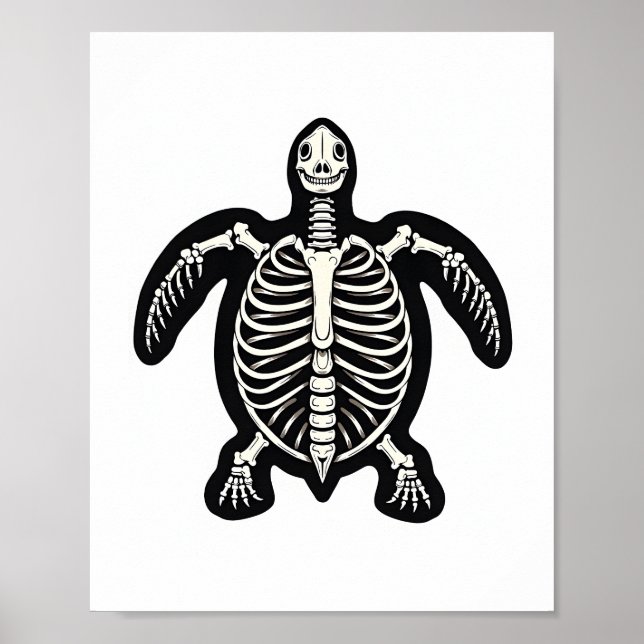 Cute Halloween Turtle Skeleton Tortoise Fossils Ar Poster (Framsidan)