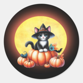 Cute Halloween Tuxedo Cat Stickers Runt Klistermärke