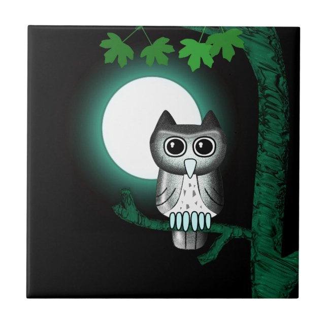 Cute Halloween Uggla Kakelplatta (Framsidan)