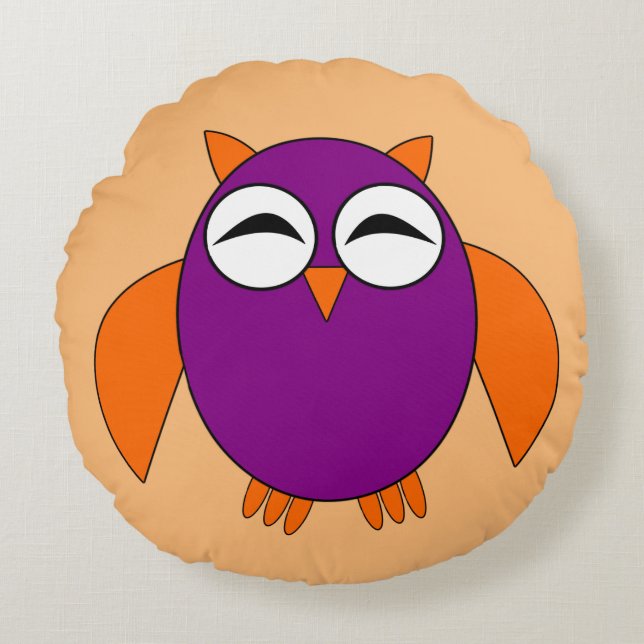 Cute Halloween Uggla Pillow Rund Kudde (Framsidan)