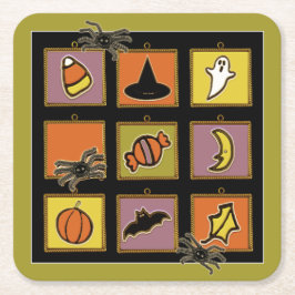 Cute Halloween Underlägg Papper Kvadrat