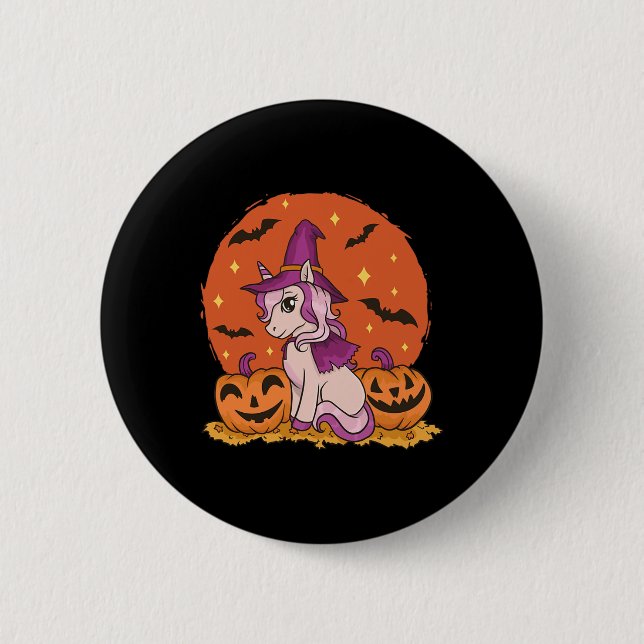 Cute Halloween Unicorn Pumpkin Halloween Autumn Knapp (Framsida)