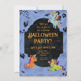 Cute Halloween Unicorns 2 Party Inbjudningar