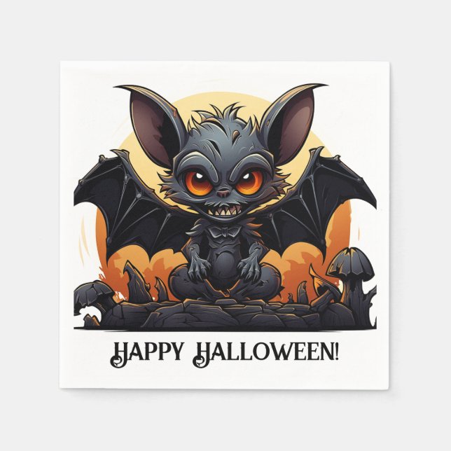 Cute Halloween Vampire Fladdermus Pappersservett (Framsidan)