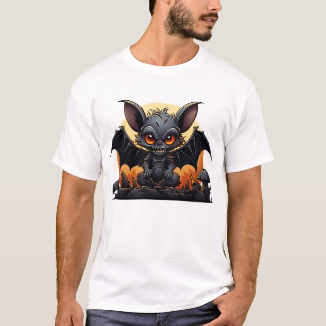 Cute Halloween Vampire Fladdermus T Shirt (Framsida)