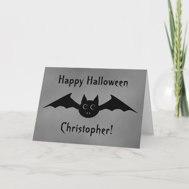 Cute Halloween vampyr fladdermus med stort ögon Kort (Framsida)