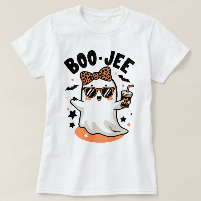 Cute Halloween-värddesign med leopard-utskrift T Shirt (Design framsida)