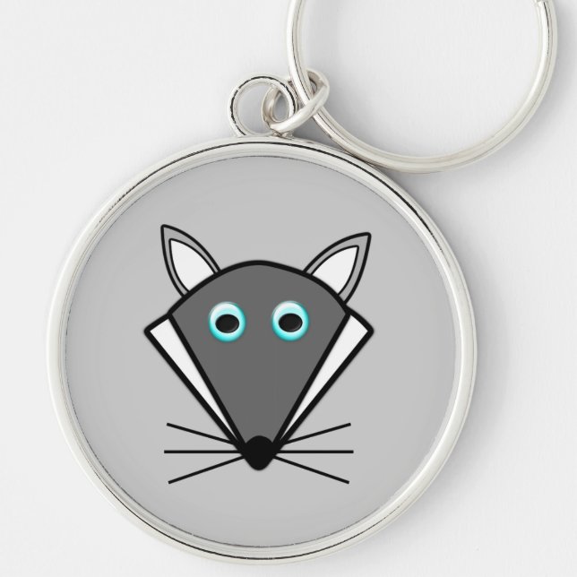Cute Halloween-Vargens nyckelkedja Rund Silverfärgad Nyckelring (Framsidan)