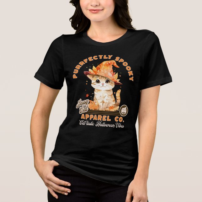 Cute Halloween Vibes Kattunge Witch Hat Purrfect T Shirt (Framsida)