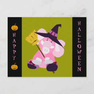 Cute Halloween-vykort: Elephant in Wizard Costum Vykort