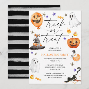 Cute Halloween Watercolor Party Inbjudningar