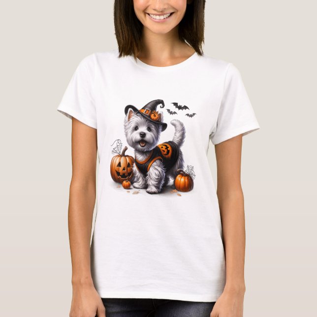 Cute Halloween Westie Tee Väster Highland Terrier  (Framsida)