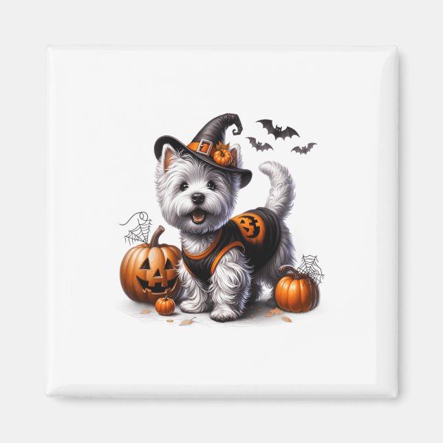 Cute Halloween Westie Tee Väster Terrier Hund desi Magnet (Framsidan)