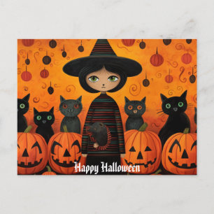 Cute Halloween Witch 3-vykort Vykort