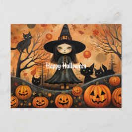Cute Halloween Witch 4 Vykort