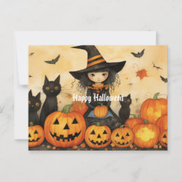 Cute Halloween Witch 5-vykort Vykort
