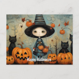 Cute Halloween Witch 6 Vykort