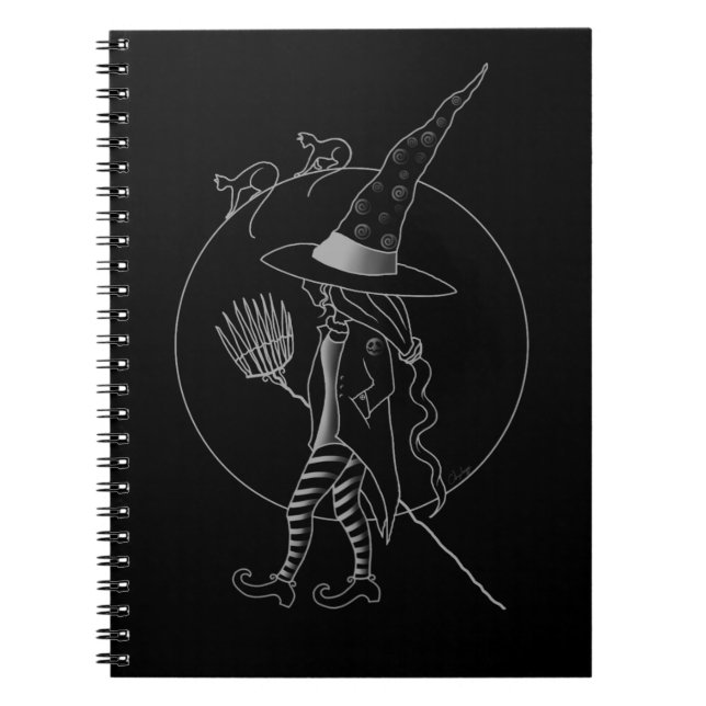 Cute Halloween Witch Anteckningsbok Med Spiral (Framsidan)