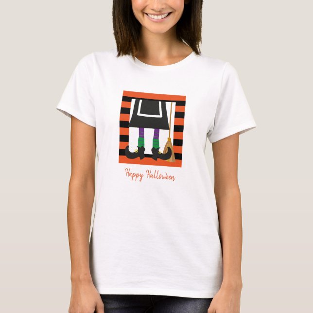 Cute Halloween Witch Ben Personlig T Shirt (Framsida)